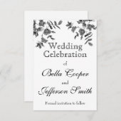 ミニマエレガントルモダン白黒野花 セーブザデート (正面/裏面)