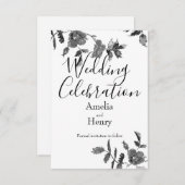 ミニマエレガントルモダン白黒野花 セーブザデート (正面/裏面)