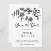 ミニマエレガントルモダン白黒野花 セーブザデート (正面/裏面)