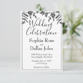 ミニマエレガントルモダン白黒野花 招待状 (スタンド正面)