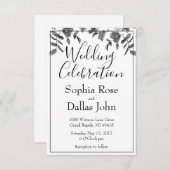 ミニマエレガントルモダン白黒野花 招待状 (正面/裏面)