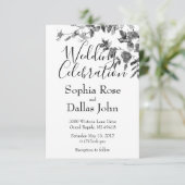 ミニマエレガントルモダン白黒野花 招待状 (スタンド正面)