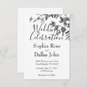 ミニマエレガントルモダン白黒野花 招待状 (正面/裏面)