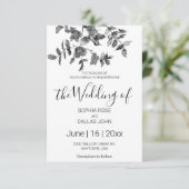 ミニマエレガントルモダン白黒野花 招待状 (スタンド正面)