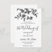 ミニマエレガントルモダン白黒野花 招待状 (正面/裏面)