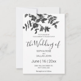 ミニマエレガントルモダン白黒野花 招待状