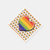 ミニマエレガントルレインボーハートデザイン スタンダードカクテルナプキン (角)