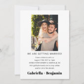 ミニマカジュアルリストの写真が白いオールインワン結婚 招待状 (正面)