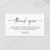 ミニマカジュアルリストの黒いイン結婚キペン、ありがとう エンクロージャーカード (正面)