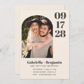 ミニマカジュアルリストアーチフォトアイボリークリームズ結婚ス 招待状 (正面/裏面)