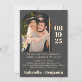 ミニマカジュアルリスト写真白黒結婚ズ 招待状 (正面)