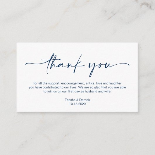 ミニマカジュアルリスト海軍インクペン結婚sありがとう エンクロージャーカード (正面)