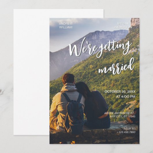 ミニマカジュアルリスト結婚写真 招待状 (正面/裏面)