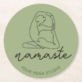 ミニマカスタマイズリストのヨガポーズ ラウンドペーパーコースター (正面)