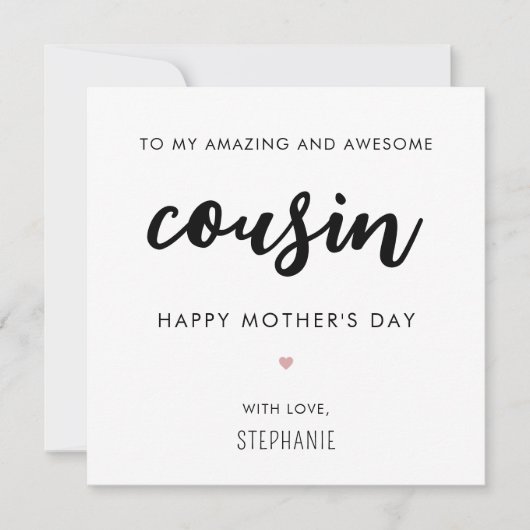 ミニマカスタムリストとモダンいとこの母の日 カード (正面)