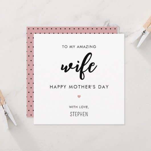 ミニマカスタムリストと妻の母モダン母の日 カード (正面/裏面インサイチュ)