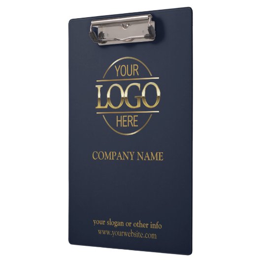 ミニマカスタムリストのネイビーブルー会社のビジネスロゴ クリップボード (左)