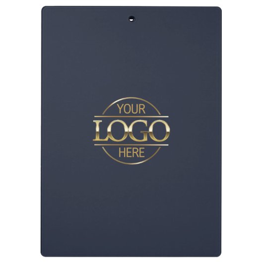 ミニマカスタムリストのネイビーブルー会社のビジネスロゴ クリップボード (裏面)