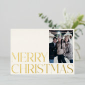 ミニマカスタムリストエレガント2枚の写真クリスマス金ゴールド 箔シーズンカード (立ち正面)