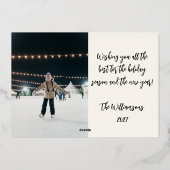 ミニマカスタムリストエレガント2枚の写真クリスマス金ゴールド 箔シーズンカード (裏面)