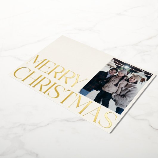 ミニマカスタムリストエレガント2枚の写真クリスマス金ゴールド 箔シーズンカード (回転した状態)