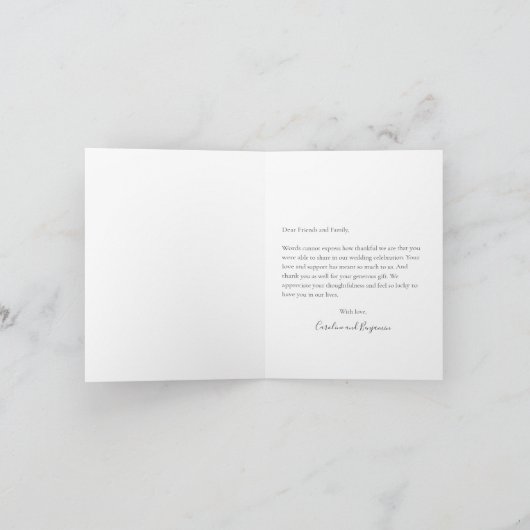 ミニマカスタムリスト結婚メッセージの写真を折り畳み サンキューカード (内部)