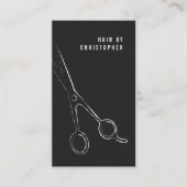 ミニマカッコいいリスト白黒シザー美容師 名刺 (正面)