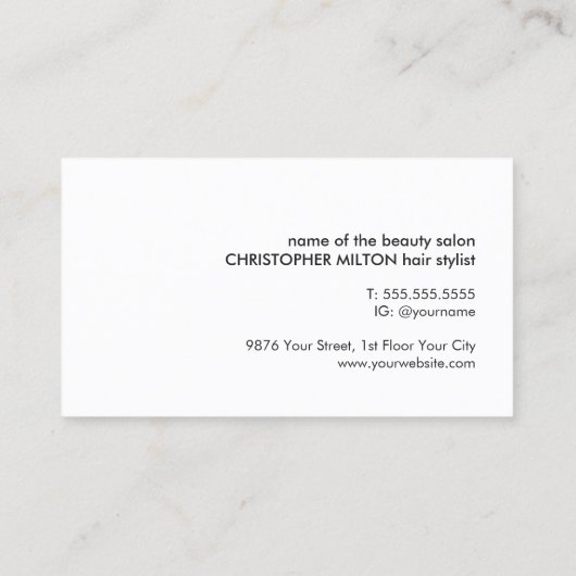 ミニマカッコいいリスト白黒シザー美容師 名刺 (裏面)