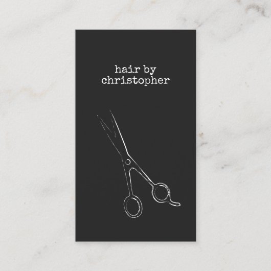 ミニマカッコいいリスト白黒シザー美容師 名刺 (正面)