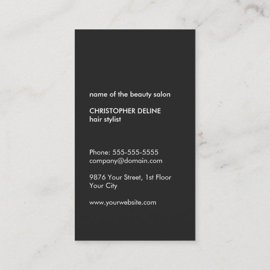 ミニマカッコいいリスト白黒シザー美容師 名刺 (裏面)