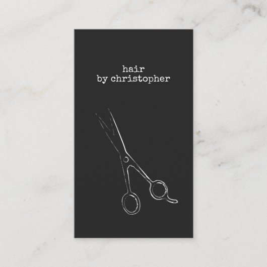 ミニマカッコいいリスト白黒シザー美容師 名刺 (正面)
