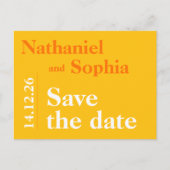 ミニマカラフルリはっきりしたタイポグラフィ日付の保存 ポストカード (正面)