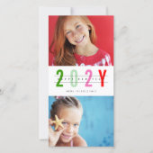 ミニマカラフルリストの年2フォトモダンシンプル シーズンカード (正面)