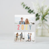 ミニマカラフルリストシンプル年の写真3モダン シーズンポストカード (スタンド正面)