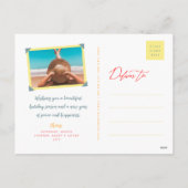 ミニマカラフルリストシンプル年の写真3モダン シーズンポストカード (裏面)