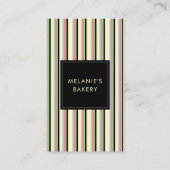 ミニマカラフルリストストライプレトロQRコードベーカリー 名刺 (正面)