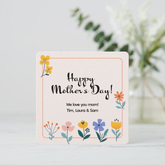 ミニマカラフルリスト小さな花パーソナライズされた カード (スタンド正面)