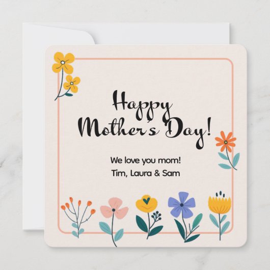 ミニマカラフルリスト小さな花パーソナライズされた カード (正面)