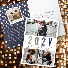 ミニマカラフルリスト年3フォトモダンシンプル シーズンカード