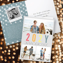 ミニマカラフルリスト年3フォトモダンシンプル シーズンカード