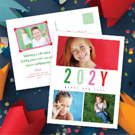 ミニマカラフルリスト年3フォトモダンシンプル シーズンポストカード