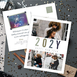 ミニマカラフルリスト年3フォトモダンシンプル シーズンポストカード