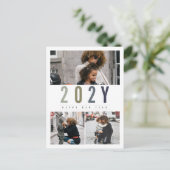 ミニマカラフルリスト年3フォトモダンシンプル シーズンポストカード (スタンド正面)