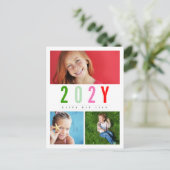 ミニマカラフルリスト年3フォトモダンシンプル シーズンポストカード (スタンド正面)