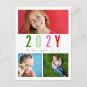 ミニマカラフルリスト年3フォトモダンシンプル シーズンポストカード (正面)