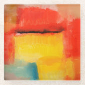 ミニマカラフルリスト抽象芸術アートワーク ガラスコースター (正面)