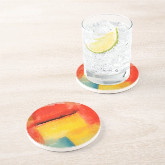 ミニマカラフルリスト抽象芸術アートワーク コースター (側面)