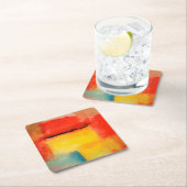 ミニマカラフルリスト抽象芸術アートワーク スクエアペーパーコースター (インサイチュ)