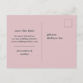 ミニマカラフルリズム |チャコールブルー日付を保存 インビテーションポストカード (裏面)