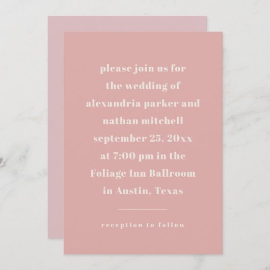 ミニマカラフルリズム |ピンクモダン色 招待状 (正面/裏面)